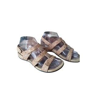Vionic Women's size 5 Amber Cork Gold Metallic‎ Summer Sandals Strappy Old Money
